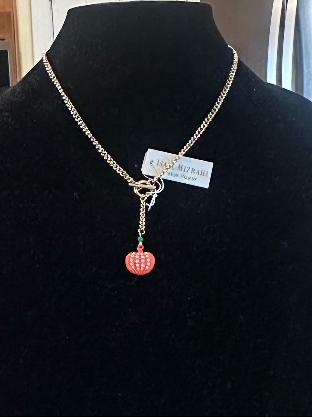 Isaac Mizrahi Pumpkin Toggle Necklace NWT